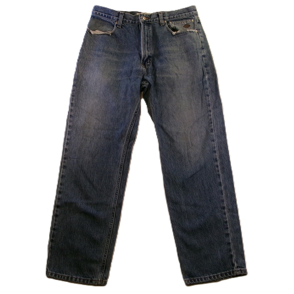 Harley-Davidson Mens 34x30 Jeans‎ Blue Straight Leg Distressed 99024-07VM